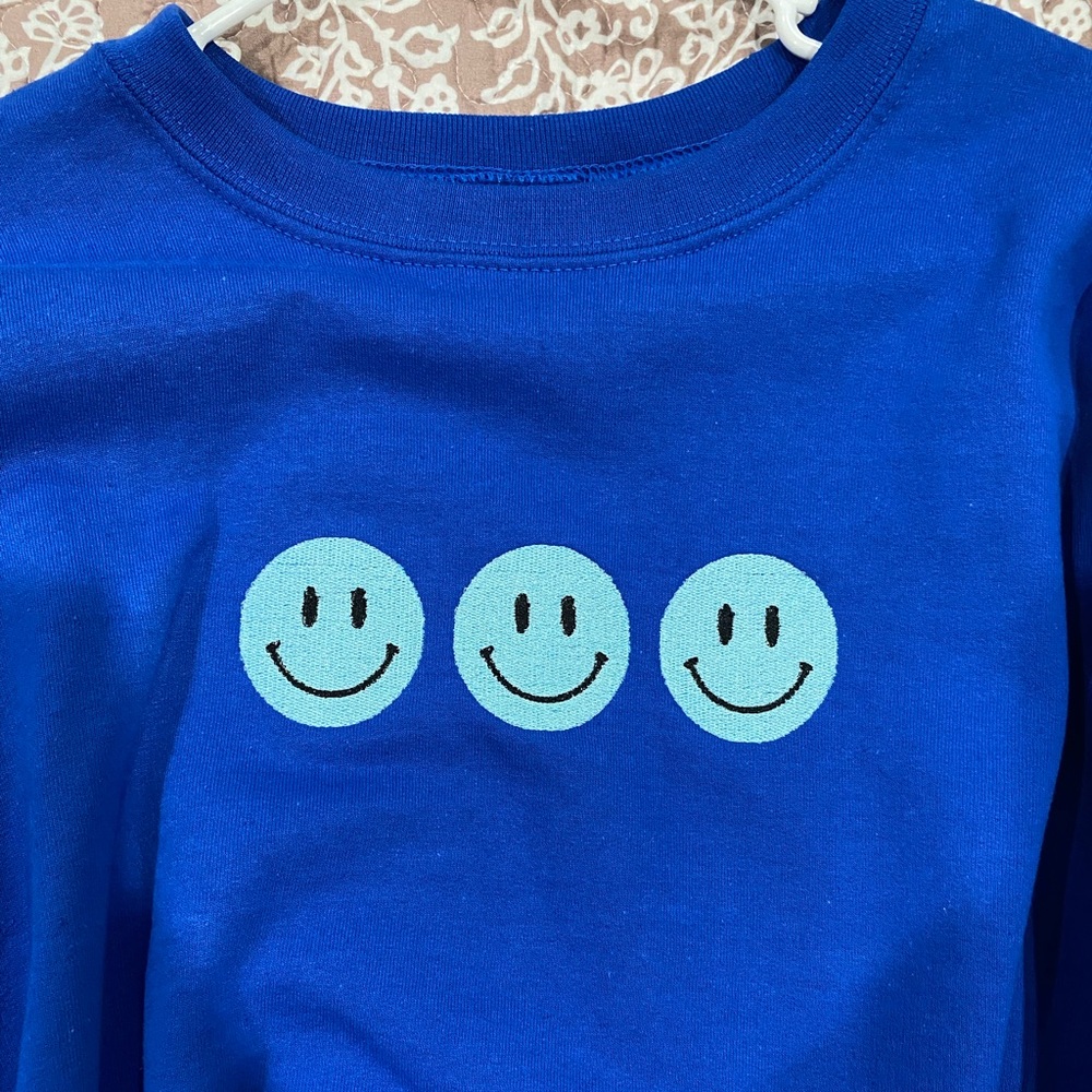 Royal Blue Smiley Face Crewneck Sweatshirt